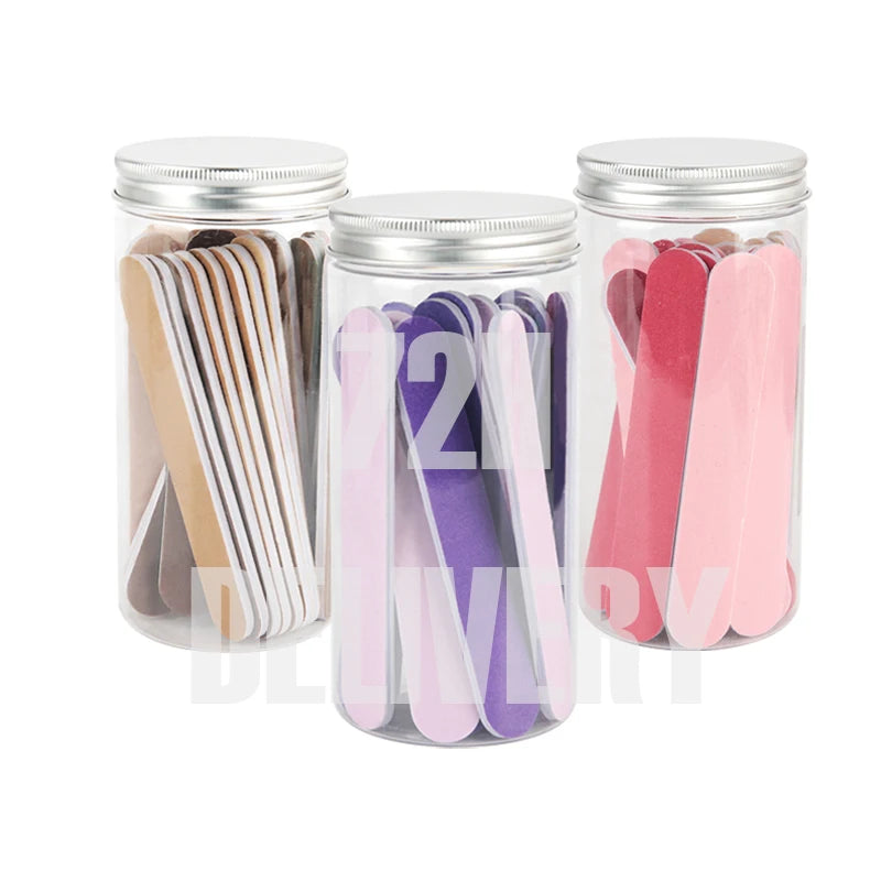 Gloway 20Pcs 150/180/250 Grit Nail Files Set Nail Buffering Files Professional Reusable Emery Boards Nail File With Bottle