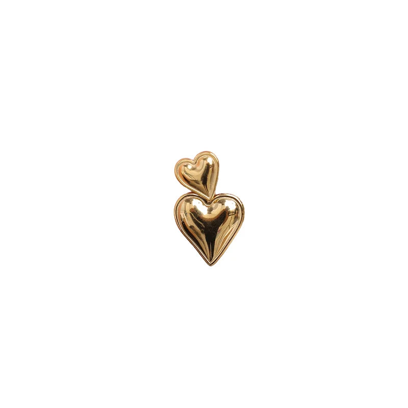 2023 New Trendy Stainless Steel 18K Gold Plated Earrings Simple Geometric Heart Pendant Design for Gift