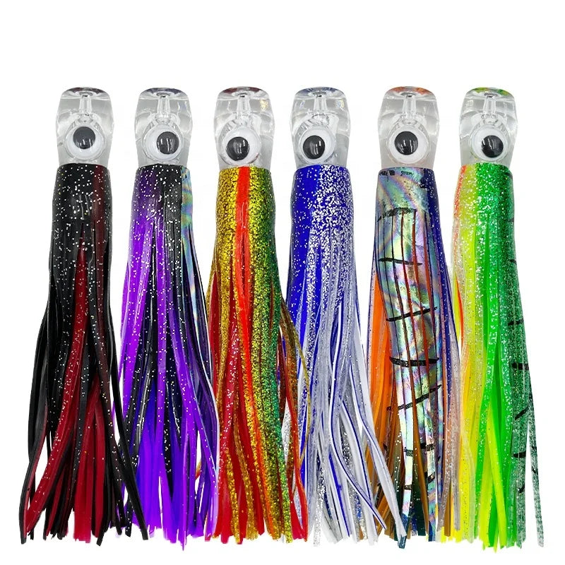 Resin Head Octopus Soft Skirt Lure Deep Sea Fishing Big Trolling Bait for Tuna Fast Sinking Squid Octopus Skirts