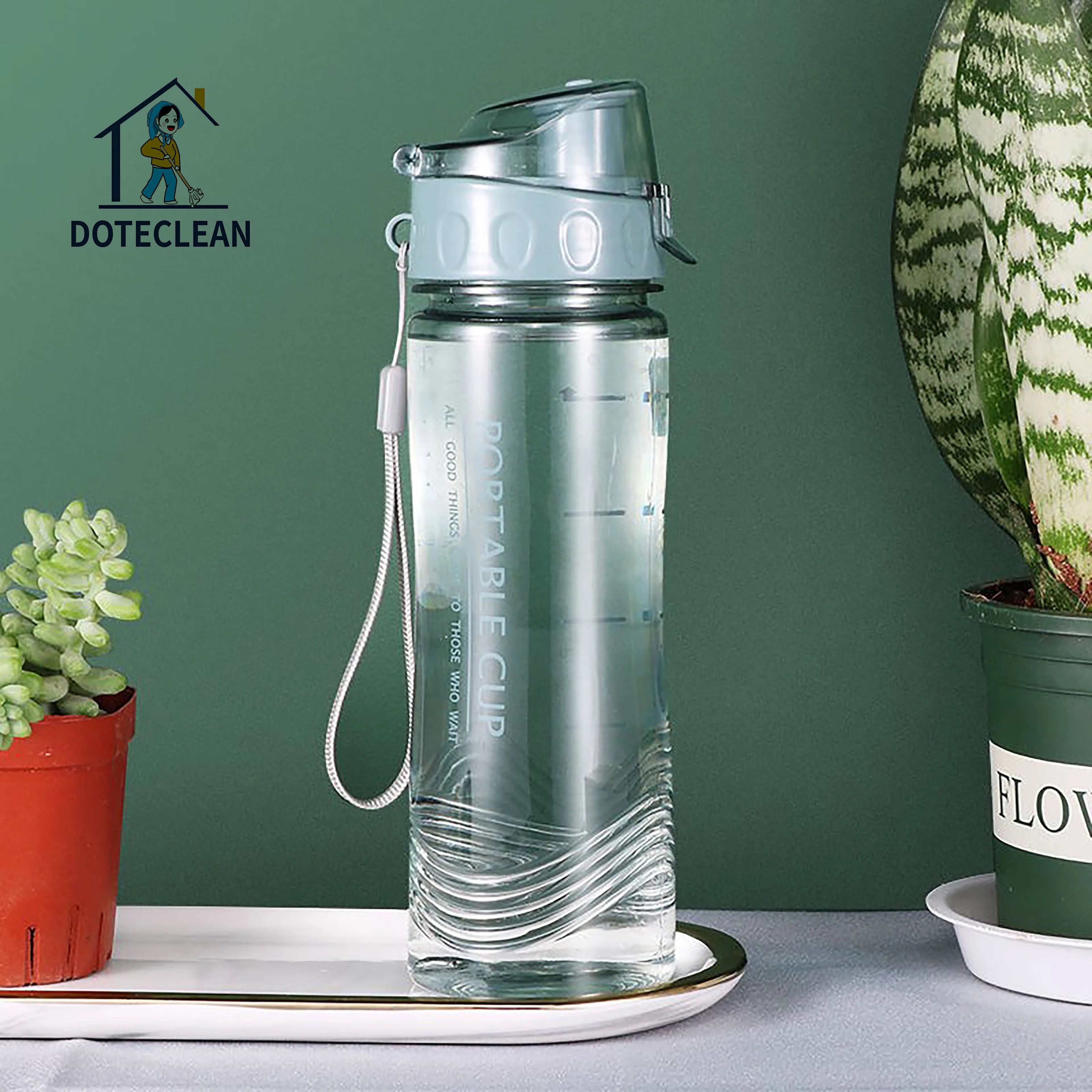 Plastic Sports Water Bottle  in Wide and Small  Mouth with Plastic Leak Proof Drinking Screw Lid