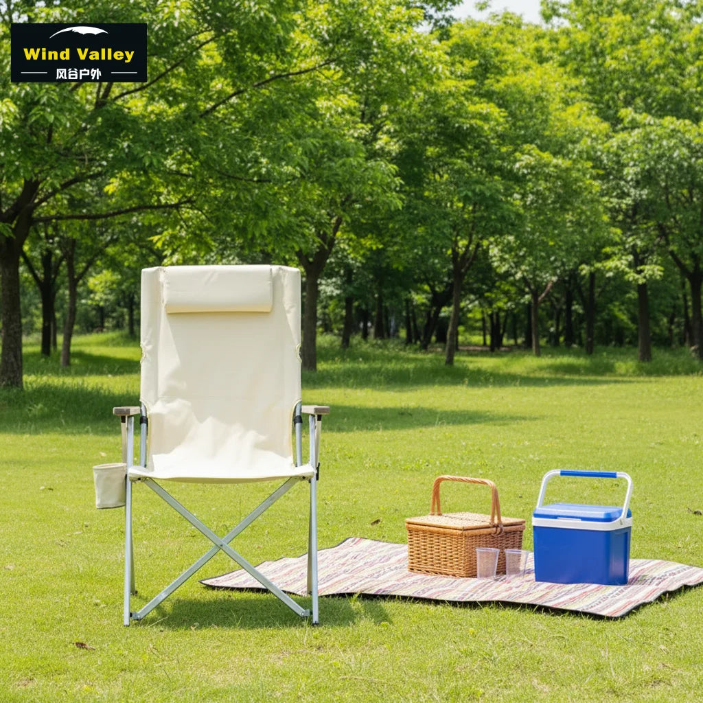 Wind Valley Aluminum Modern Outdoor Garden Picnic Light Weight Compact Collapsible Relax Reclining Folding Camping Chair Cup