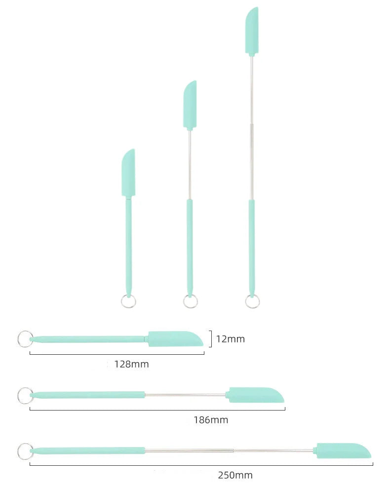 Cosmetic Telescopic Silicone Spatula Spoon Mini Retractable Extension Rod Kitchen Baking Sauce Scoop Pastry Tools