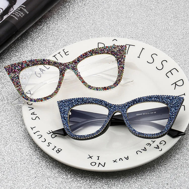 Cheap Wholesale Promotion Fashion Women Men Cat Eye Fashionable China Gafas De Sol Bling Womens Rhinestone Sunglasses