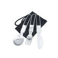 SS304 Folding Travel Cutlery Set Mirror Polished Picnic Utensil with Spoon Fork Knife Chopsticks and Pouch for Camping