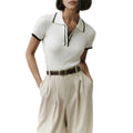 Summer Solid Color Turn-down Neck Knit Pullover Casual Slim Short Sleeve Button Knit Sweater Knitted Sweater Pullover for Women
