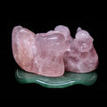 Huiying Hand carve rose quartz pink crystal 60*41mm mandarin duck crystal carving for gifts