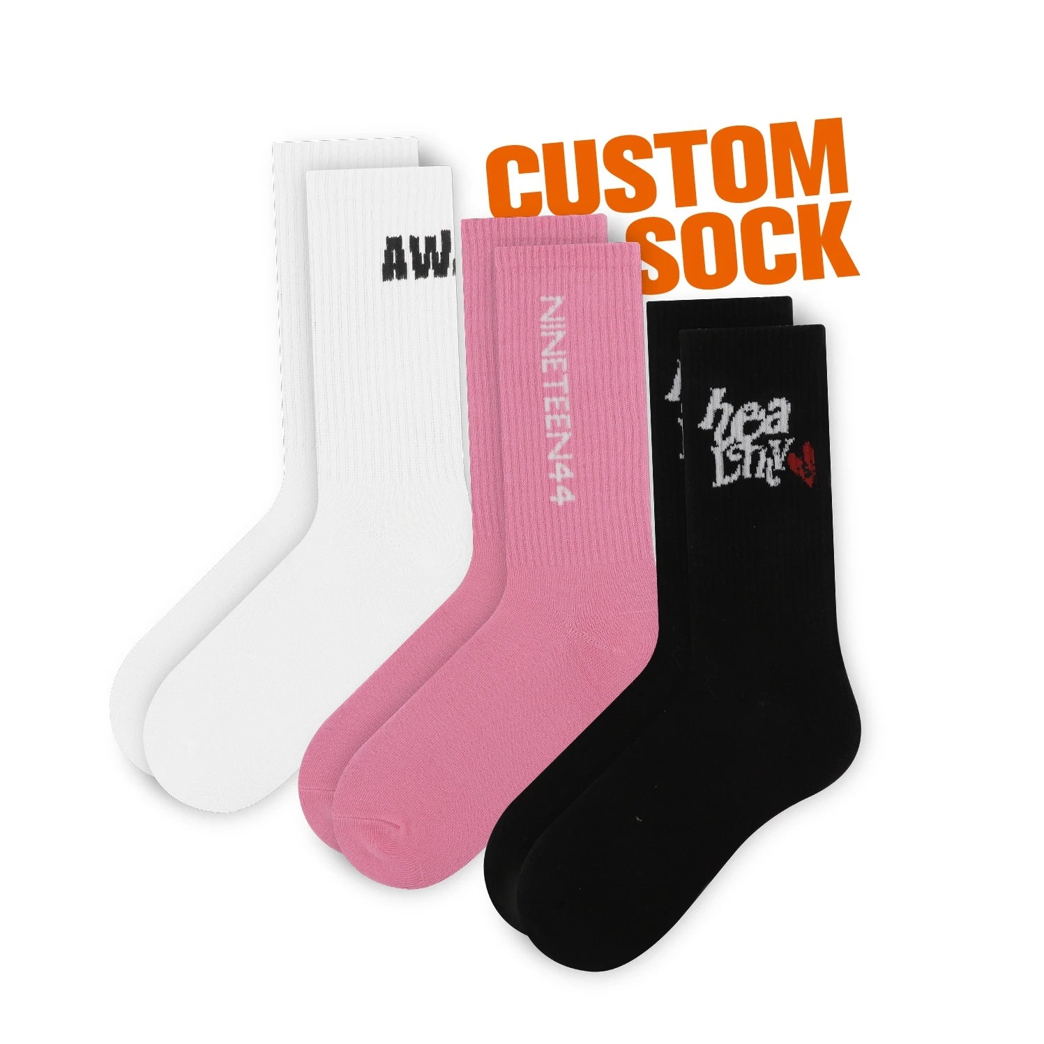FREE DESIGN & MOCKUP Customized Cotton Crew Men Socks Custom Knitted Cotton Logo Sox Custom Made Socks