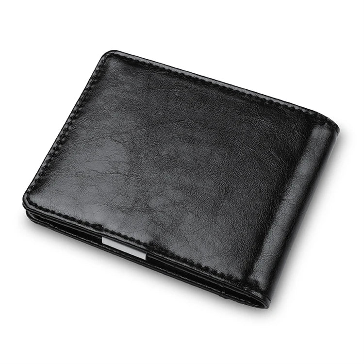 2024 Promotional Best Quality Black Slim Minimalist 6 Card Vintage Real Leather Man Wallet