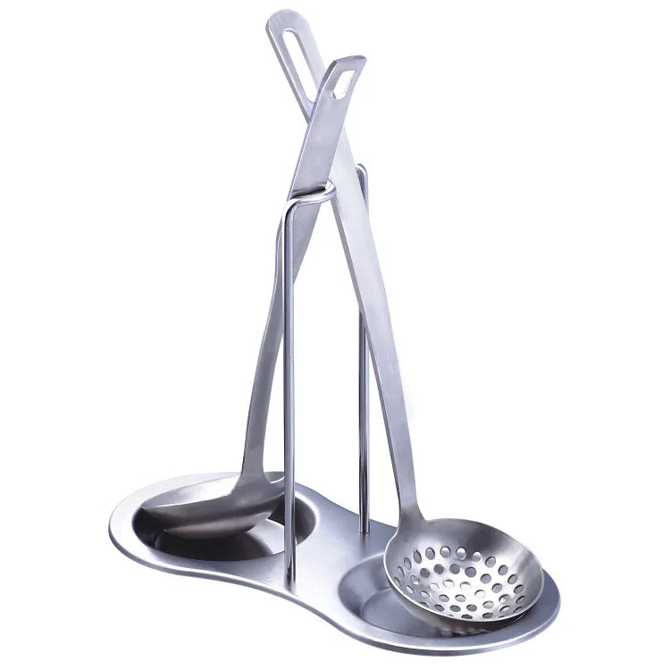 High-Grade Detachable Stainless Steel Spoon Rest Ladle Holder Pot Lid and Dish Rack Kitchen Accessories Metal Material