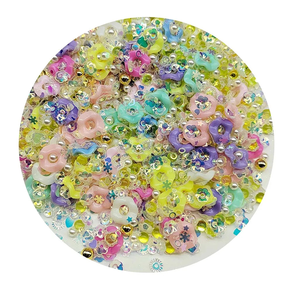500g Mixed Shapes Nail Glitter Acrylic Balls Nail Art Heart Snowflake Flower Sequins for Nail Art Slime Decoration