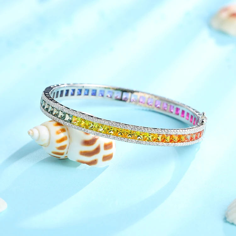 Anster Wholesale Fashion Jewelry 925 Sterling Silver Bangle Princess Women Bracelets Charm Bracelets Ladies Tennis Bangle