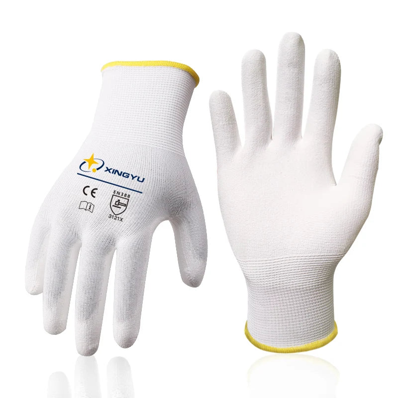 XINGYU 13 Gauge PU Coated Polyurethane Lightweight EN388 Work Gloves Industrial Thin Work PU Safety Gloves