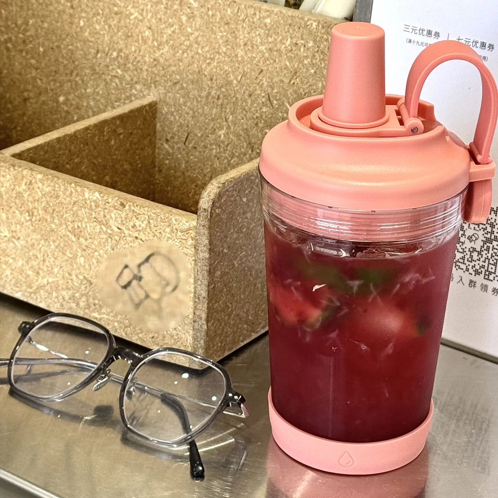 New 500ml Tritan Straw Tumbler with Large Bore and Magnetic Handle Portable BOBA Cup for Boba Pearls for Boiling Water