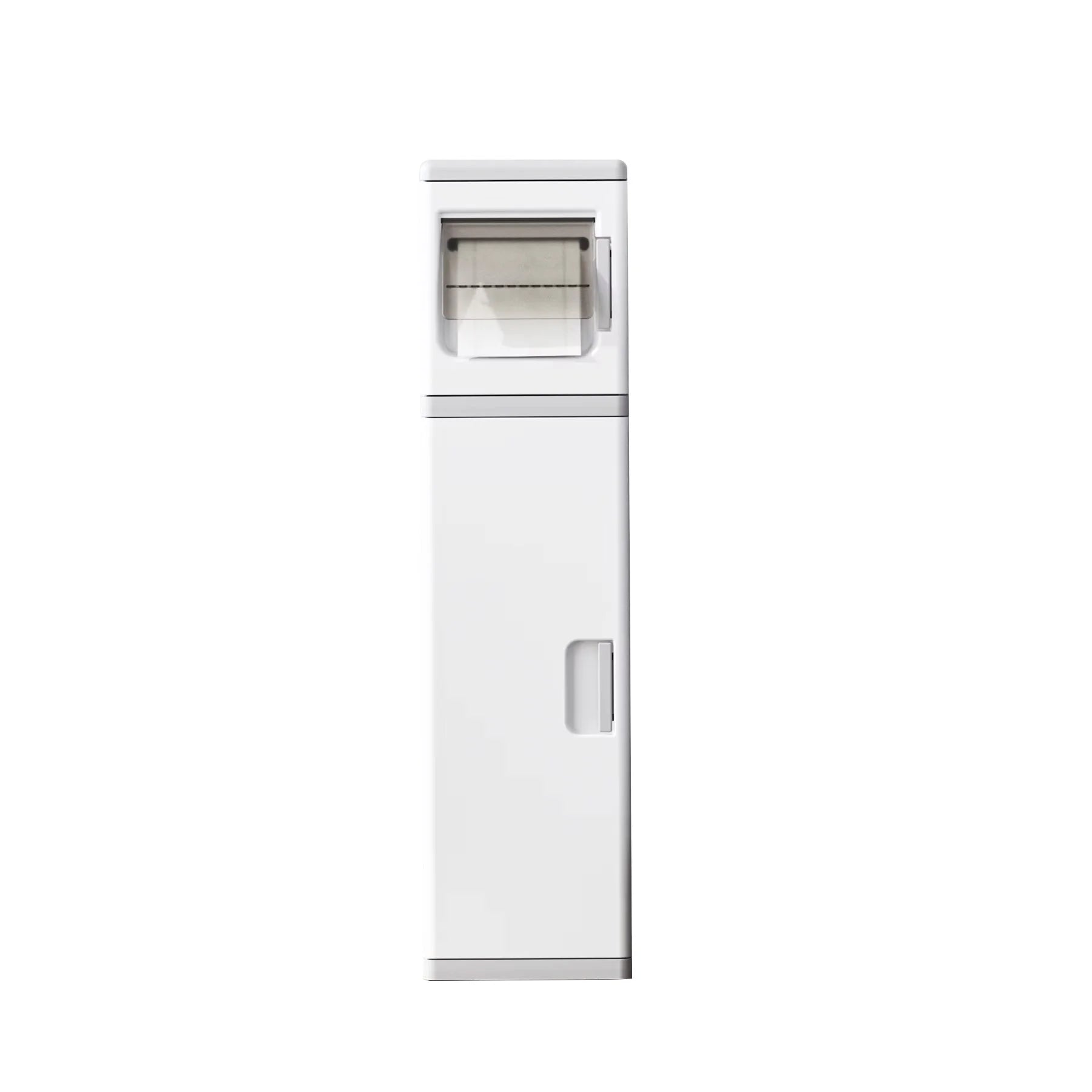 Waretary Bathroom Storage Cabinet with Roll Toilet Paper Holder Wall Mounted Narrow Tall Slim Cabinet Storage Waterproof Mois