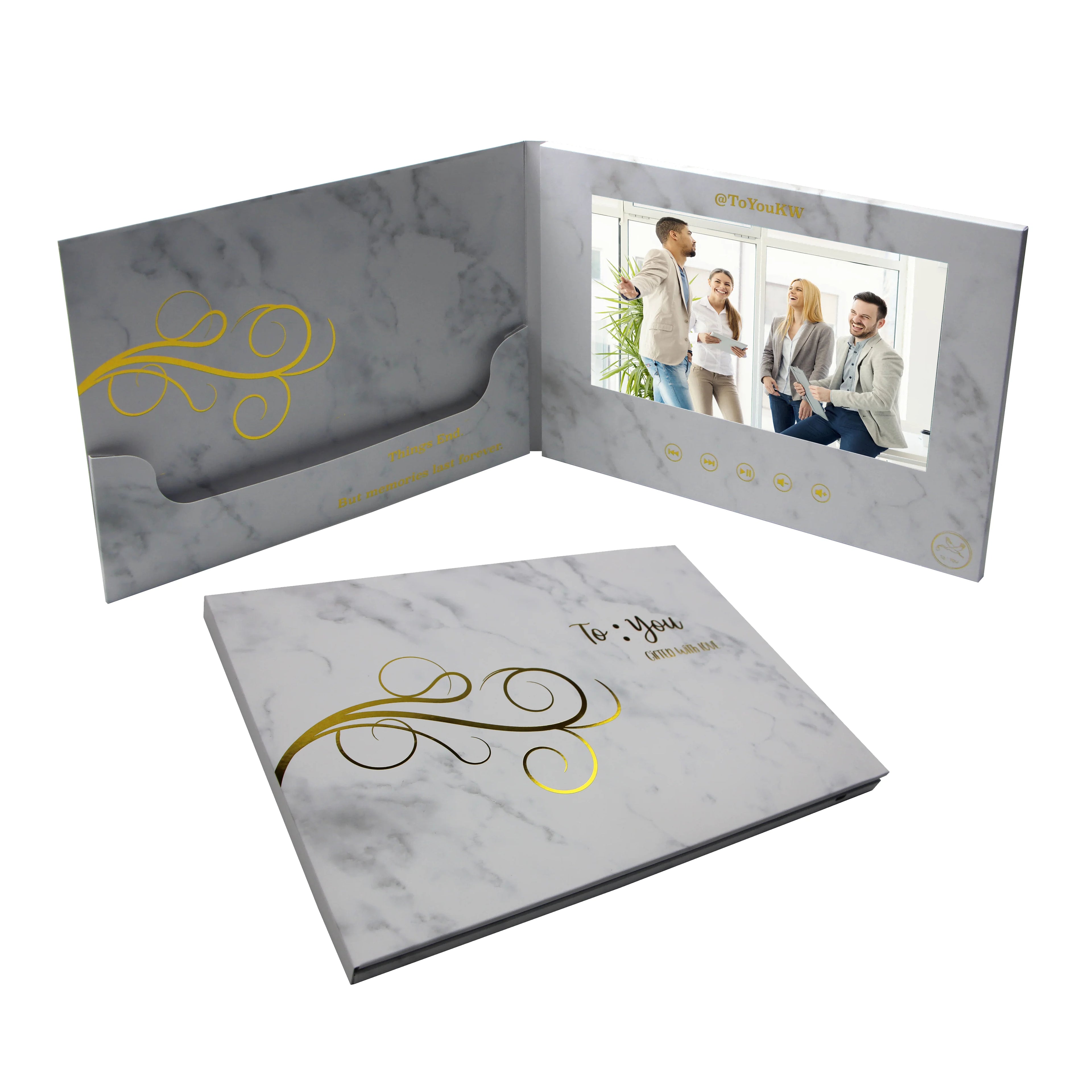 Reliable Pocket Bronzing Business LCD Paper Advertising Card Brochure Handmade Customized Design for Marketing Music Video