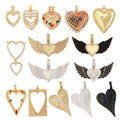 Classics Love Heart Zircon Focal Charm PendantCreative Angel Wings 18K Real Gold Plated Jewelry Findings Accessories Supply L27
