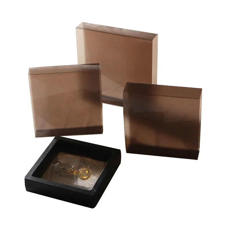 Custom Logo Transparent PVC Film Cover Display Packaging Gift Box Envelope for Bracelet Necklace Ring PET Drawer Jewelry Boxes