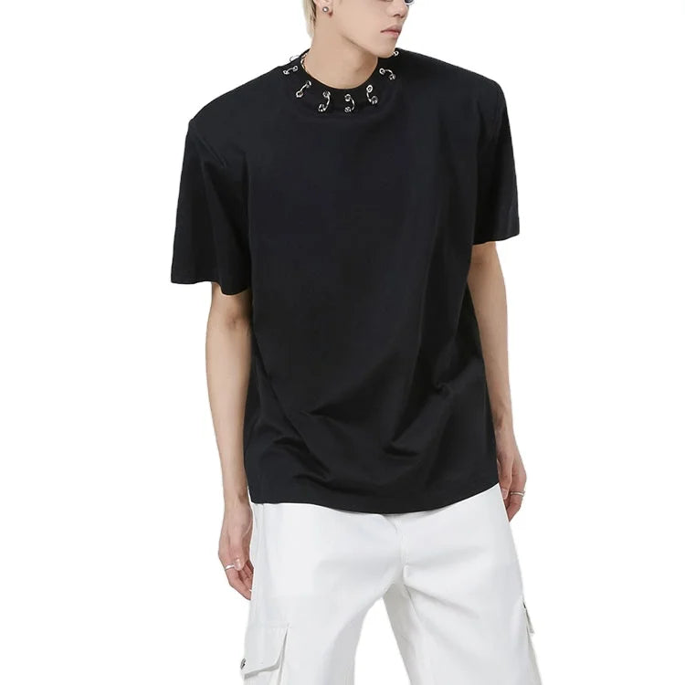 2026 Custom Summer Solid Color T Shirt Short Sleeve Shoulder Pad Men T Shirts