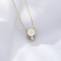 Fulsun Dainty Ins Trendy Simple 925 Sterling Silver 14k Gold Plated Chian Necklace Cubic Zirconia Moonstone Gemstone Necklace
