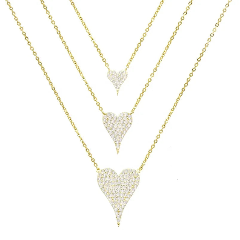 Gemnel Delicate 925 Silver 18k Gold Plated Pave love Heart Diamond Cz Necklace Women Gift