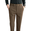 New Men Non-iron Fabric Dress Pants Slim Straight Black Apricot Dark Gray Casual Pant Male Business Trousers Male Suit Pants