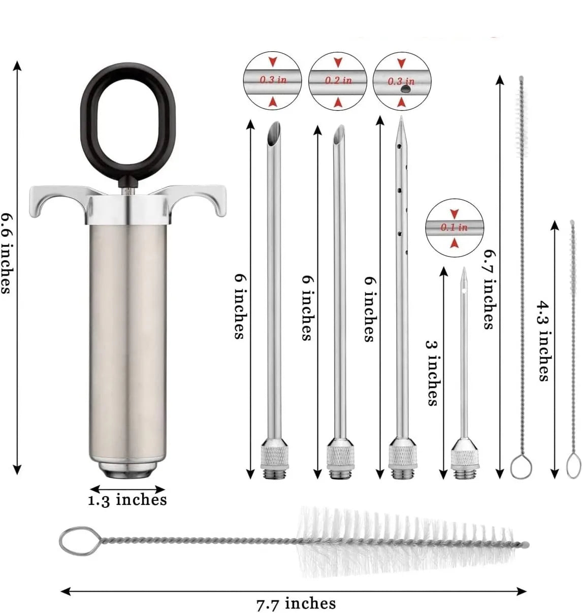 Marinade Meat Injector - Versatile Turkey Injector 304 Stainless Steel Meat Injector Syringe Kit For The Family