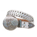 Cowboy Luxury Diamond Alloy Studded PU Leather 3.8cm Width Women's Men's Party Fashion Punk Belt