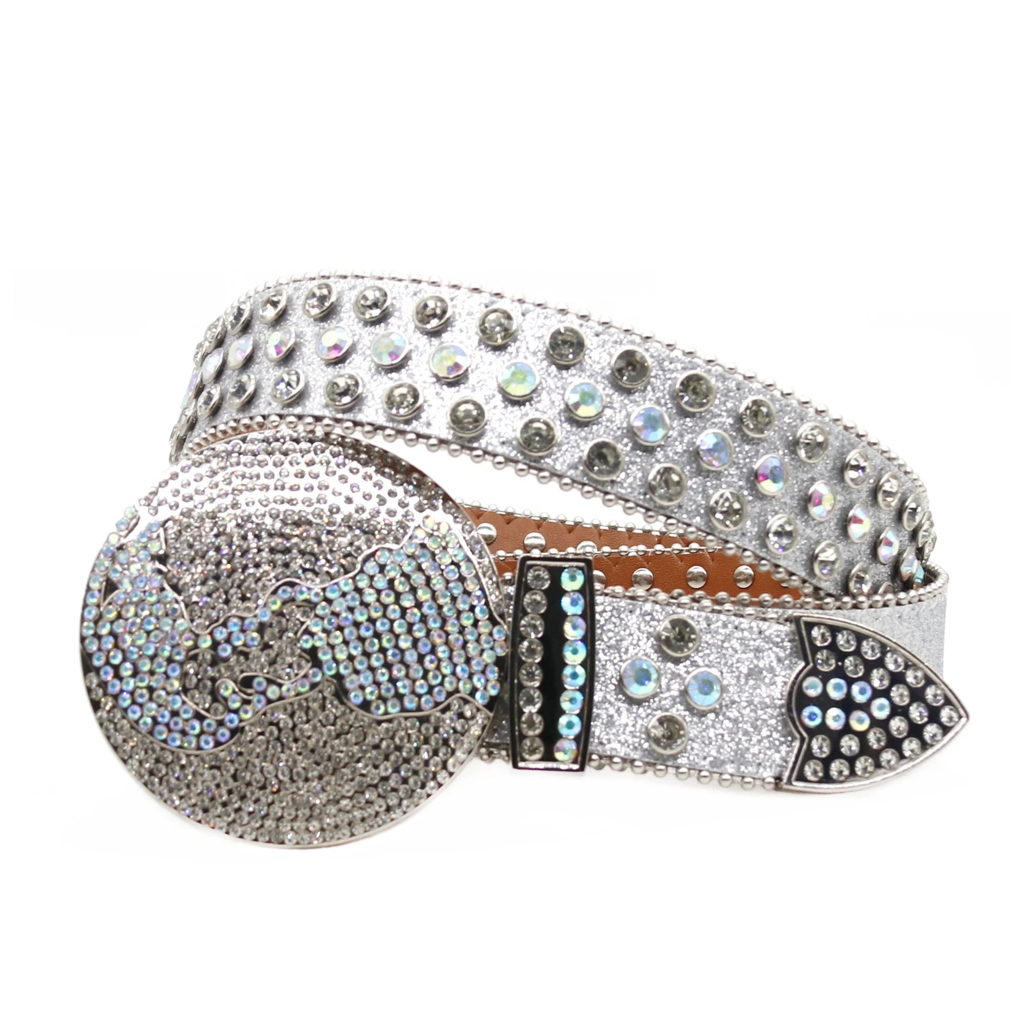 Cowboy Luxury Diamond Alloy Studded PU Leather 3.8cm Width Women's Men's Party Fashion Punk Belt