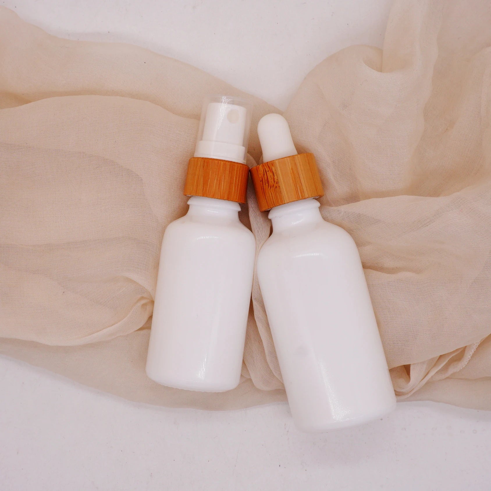 20ml Opal White Dropper Bottle Glass 50ml with Bamboo Lid