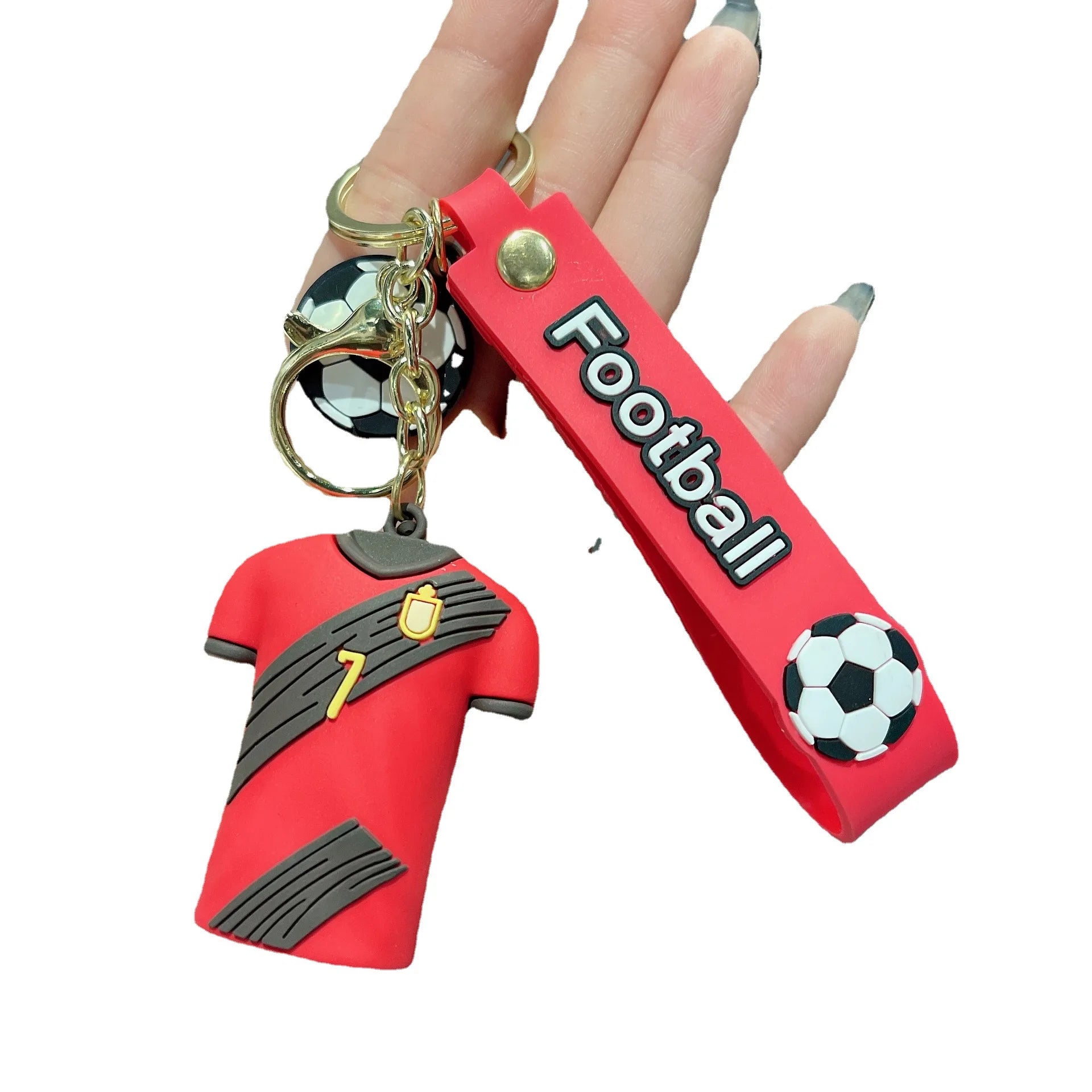 Hot Selling Soft PVC Soccer Jersey Pendant Couple Accessory Football 3D Model Keychain for Bag Decoration and Souvenirs Gifts