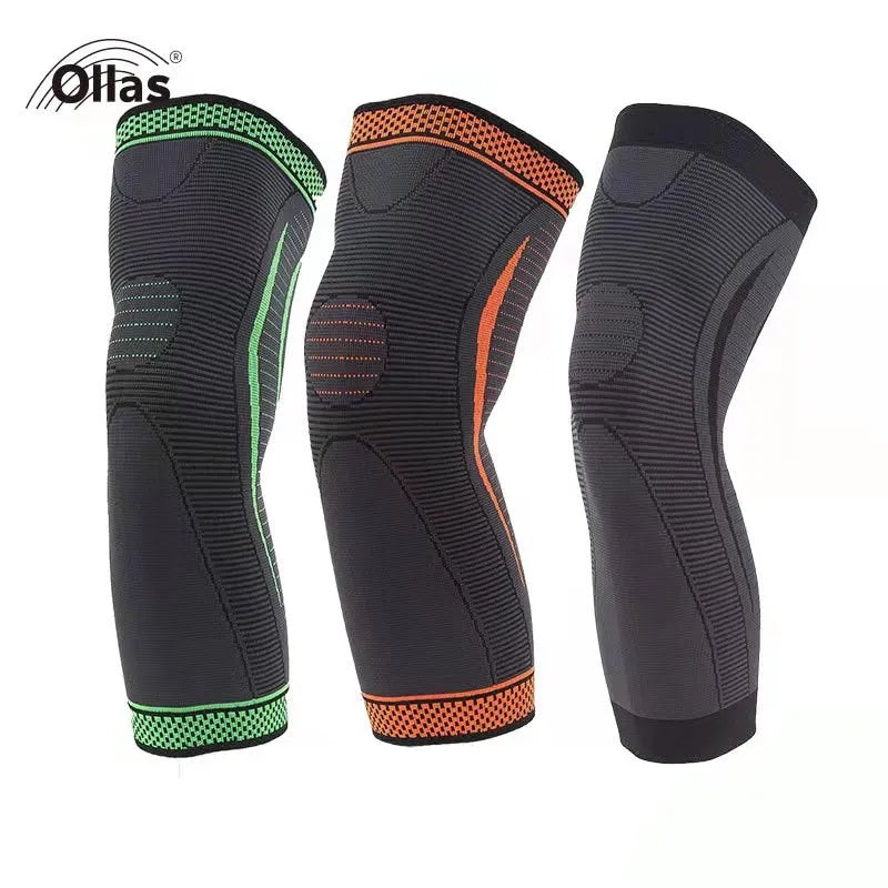 HX059 Full Leg Compression Sleeve Flexible Long Knee Support Protector for Running and Basketball Knee Pads Brace