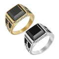 Wholesale Male Men Stainless Steel Black Agate Stone square Charm Finger Ring Jewelry China Manufacturer Supplier