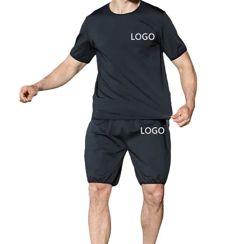 Custom Logo Sauna Sweat Suit for Men Sauna Short for Lose Weight Compress Tank Top Slimming Running Sauna Suits