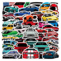 50pcs Sports Car Styles Sticker Waterproof Mobile Water Bottle Sticker Luggage Laptop Fashion Sticker MegaBDM