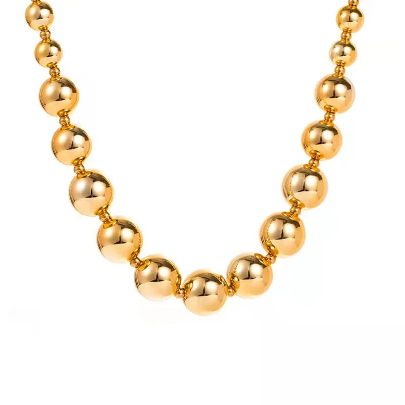 Wholesale Stainless Steel Extention Chain Plastic Beads Beaded Gold Plated Necklace Jewelry Women Supplier