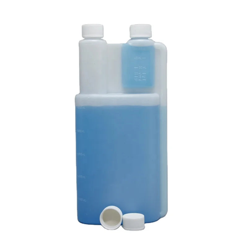 Dual Chamber 1000ml HDPE Fuel Container with Screw Cap Screen Printing Self Measuring Bottle for Petrol & Chemical Use