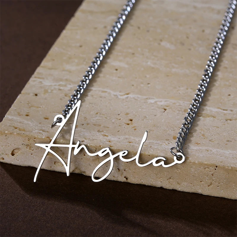 Customized Personalize Custom Name Necklace Stainless Steel 18k Gold Plated Women Fashion Necklace