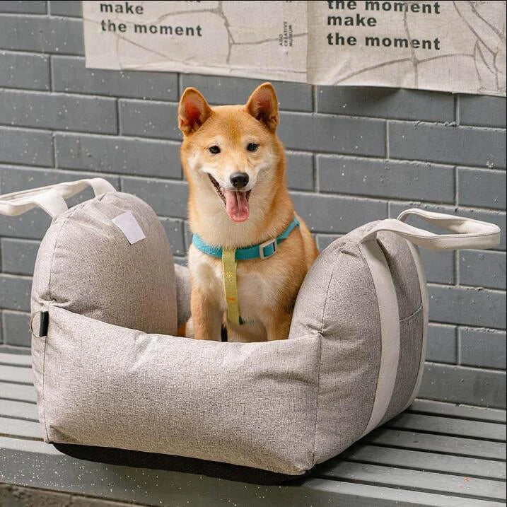 Portable Small Pet Car Seat Pet Booster Seat Dog Bed Travel Safety Car Carrier with Side Pocket Storage Removable Washable