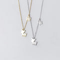Wholesale S925 Sterling Silver Necklace Christmas Student Cute Glossy Diamond Fawn Sweet Snow Pendant Necklace