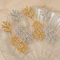 Creative Exaggerated Stainless Steel Gold Plated Drop Earrings Small Pearl Long Style Trendy for Party