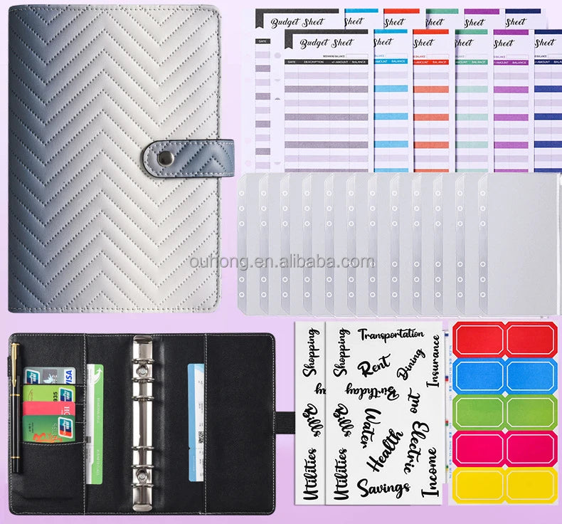2026 Innovative New Products Macaron PU Gradient Color A6 Loose-leaf Notebook Creative Budget Binder