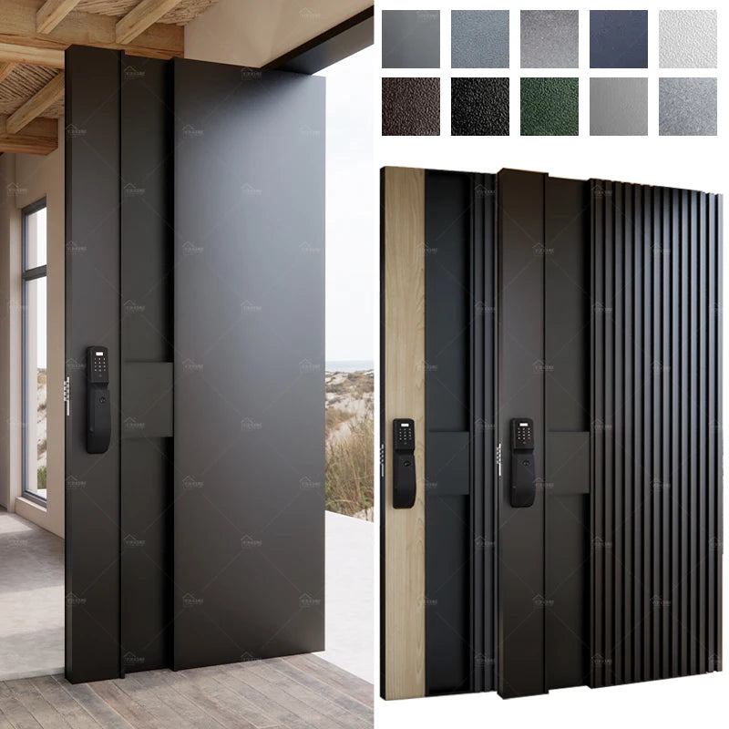 USA Style Entrance Doors Custom Smart Lock Main Security Exterior Front Doors Hotel Cast Aluminum External Pivot Door