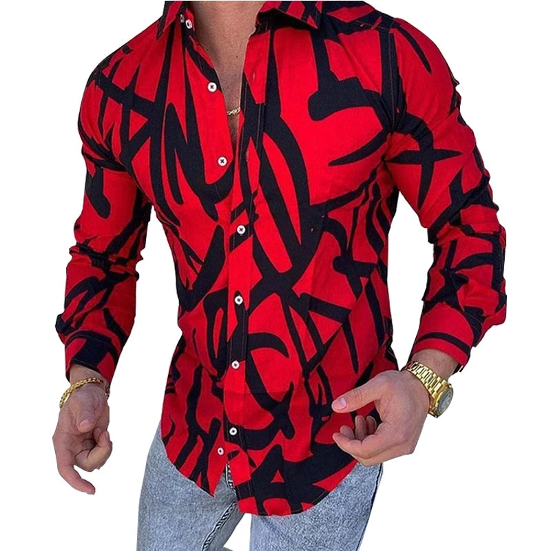 Designer Men's Vintage Retro Full-Sleeve Buttoned Digital Printed Breathable Customizable Eco-Friendly Spring Shirts