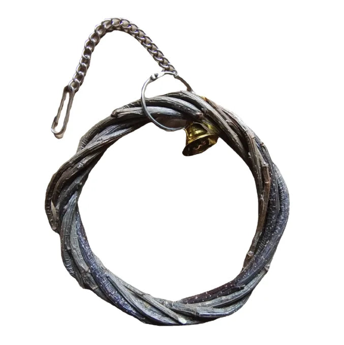 Eco-Friendly Natural Apple Wood Branch Braided Ring Simple Style Bird Swing Perch Chewing Toy for Bird Cage Accessory