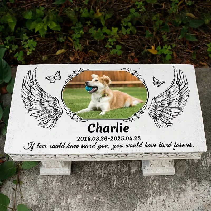 Customized Memorial Bench White Resin Cemetery Seat with Cross Symbol and Personalized Inscription for Garden Tribute