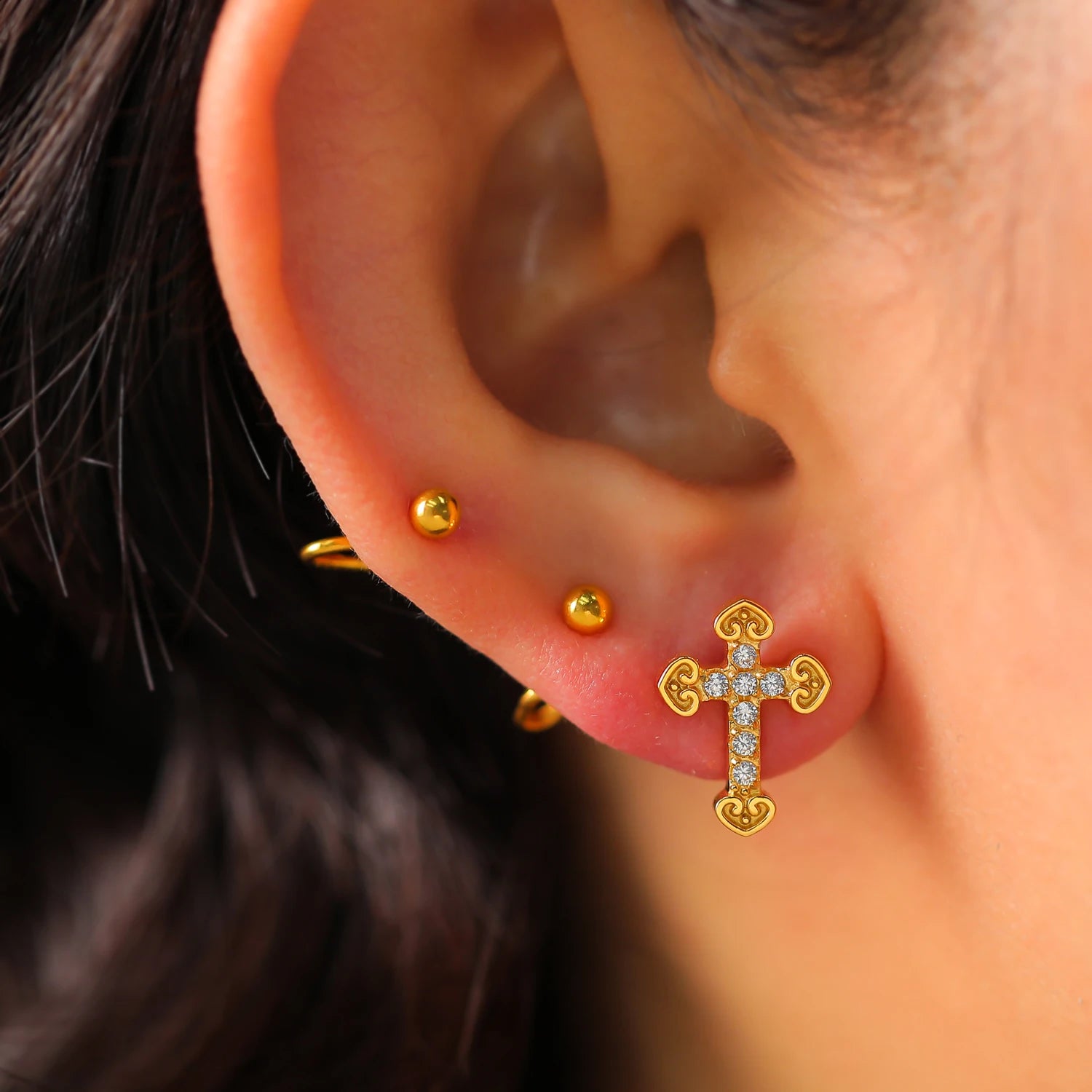 VIANRLA Stainless Steel Cross  Heart CZ  Earrings Anti Tarnish Jewellery Prevent Oxidation Women Fashion Earring