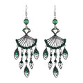 Retro Fashion Bohemian Silver Plated Bridal Geometric Cubic Zirconia Rhinestone Tassel Wedding Chandelier Earrings Jewelry