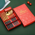 Wholesale Modern Korean Design Eco-Friendly Reusable Stainless Steel Flatware Set Custom Logo With Paper Gift Box
