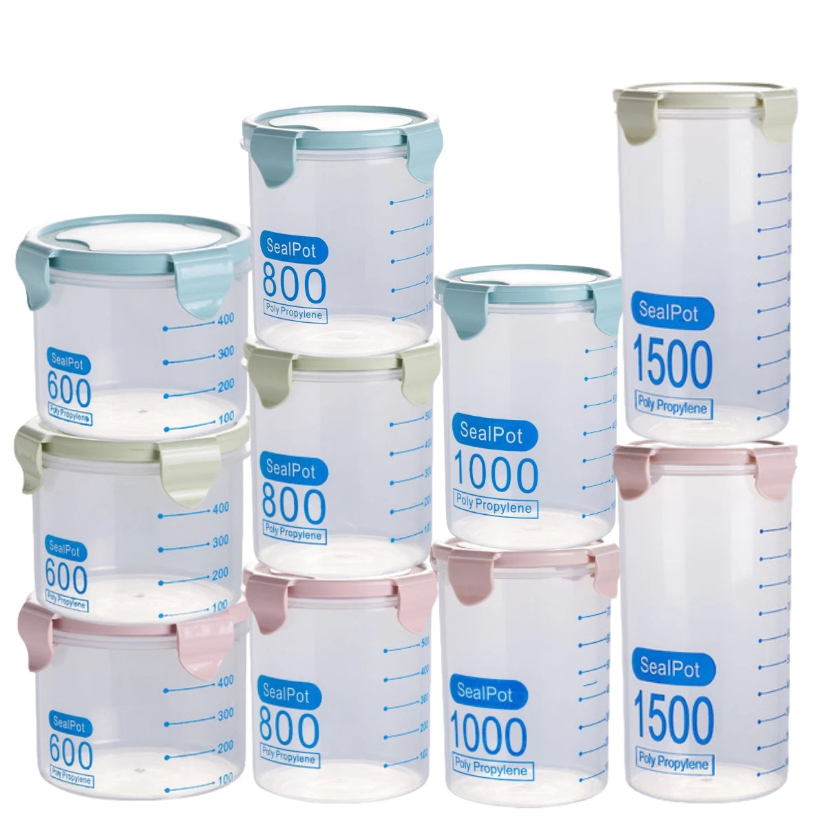 Different Capacity Plastic Sealed Cans Kitchen Storage Box Transparent Food Container