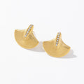 Stainless Steel Elegant Gold Shell Stud Earrings Sparkling Zircon Women's Jewelry Earring